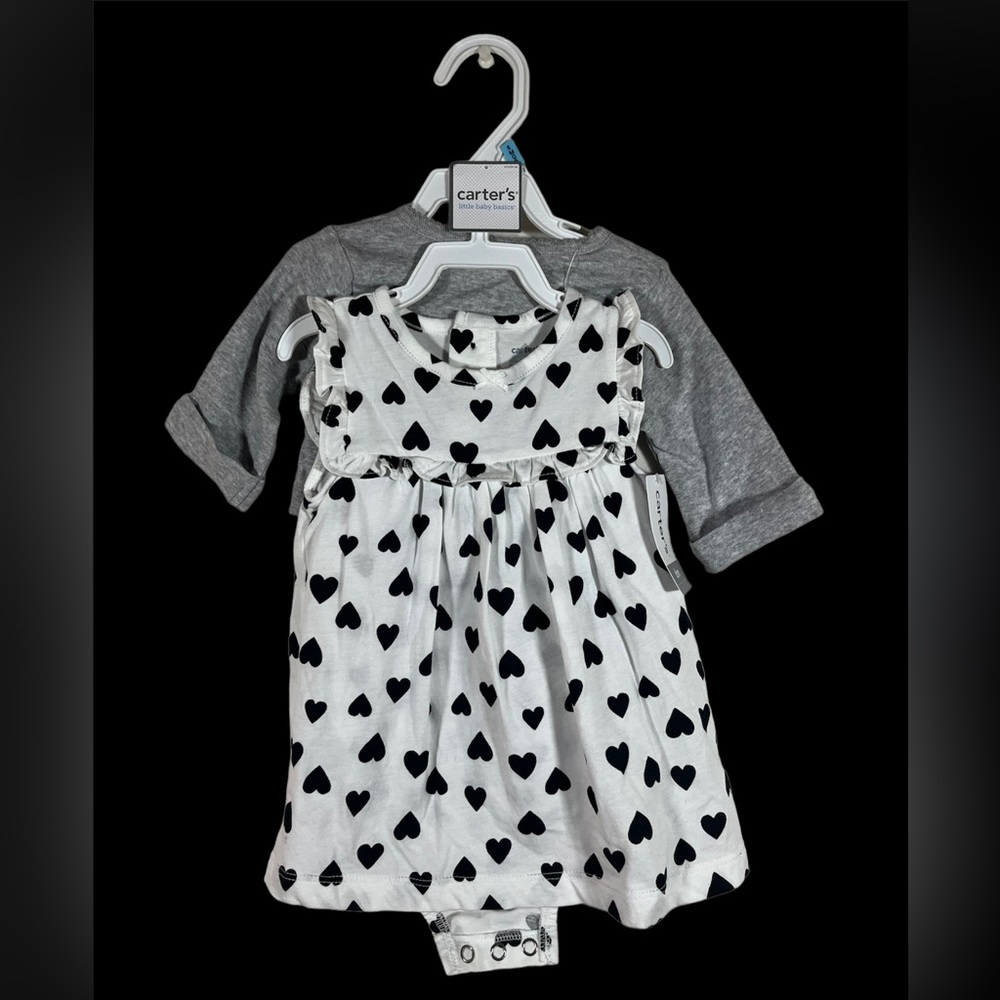 Carter's NWT 6m Retro Heart Onesie/dress and Love Cardigan